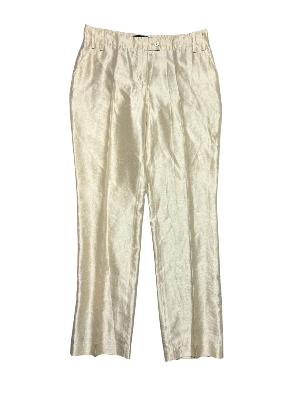 Les Copains 100% Silk Champagne Gold Trousers IT 44 (US 8/10) Luxury
